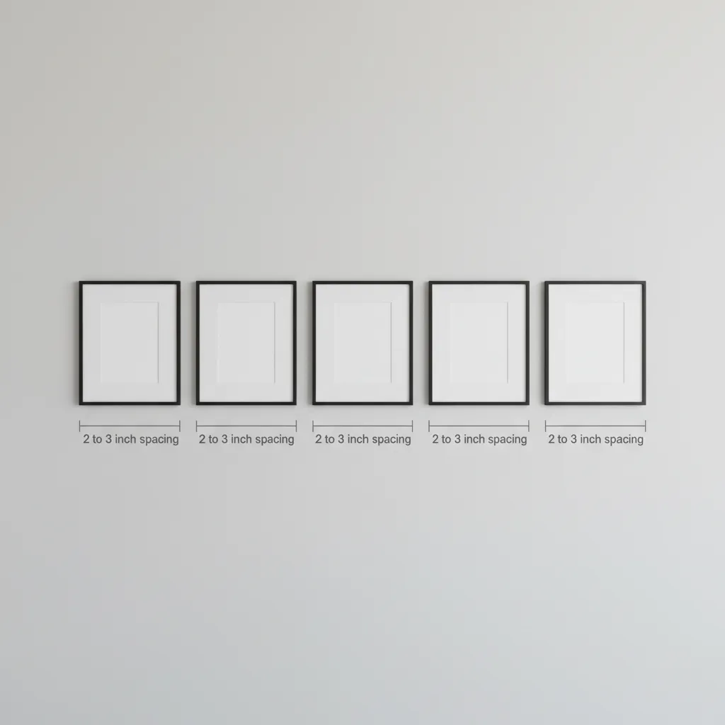 Diagram showing ideal spacing between same size picture frames