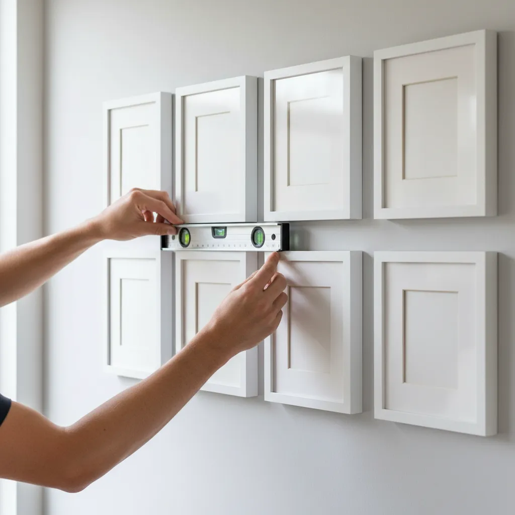 Measuring spacing between picture frames on a gallery wall layout