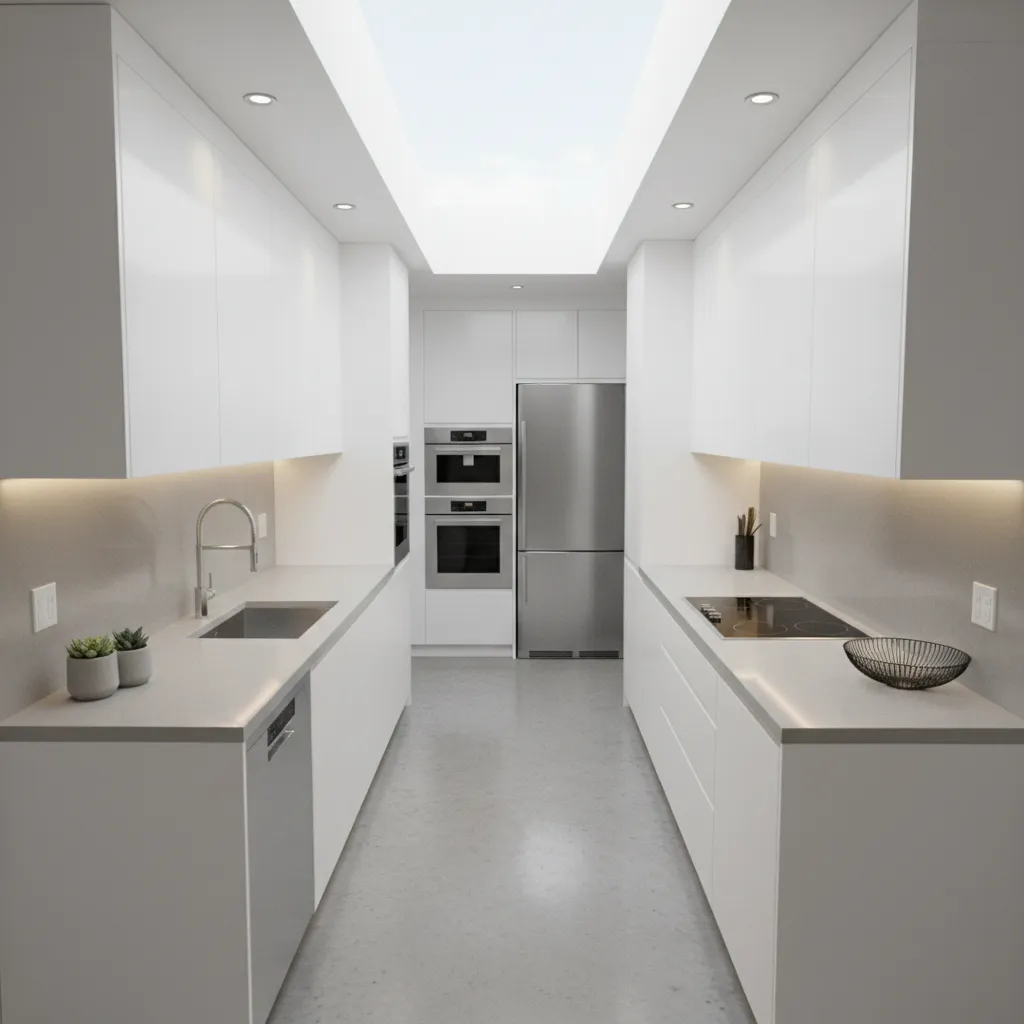 galley small kitchen layout floor plan with parallel counters
