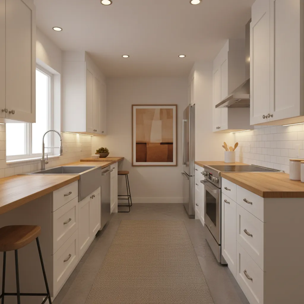 galley style small kitchen layout with efficient work triangle