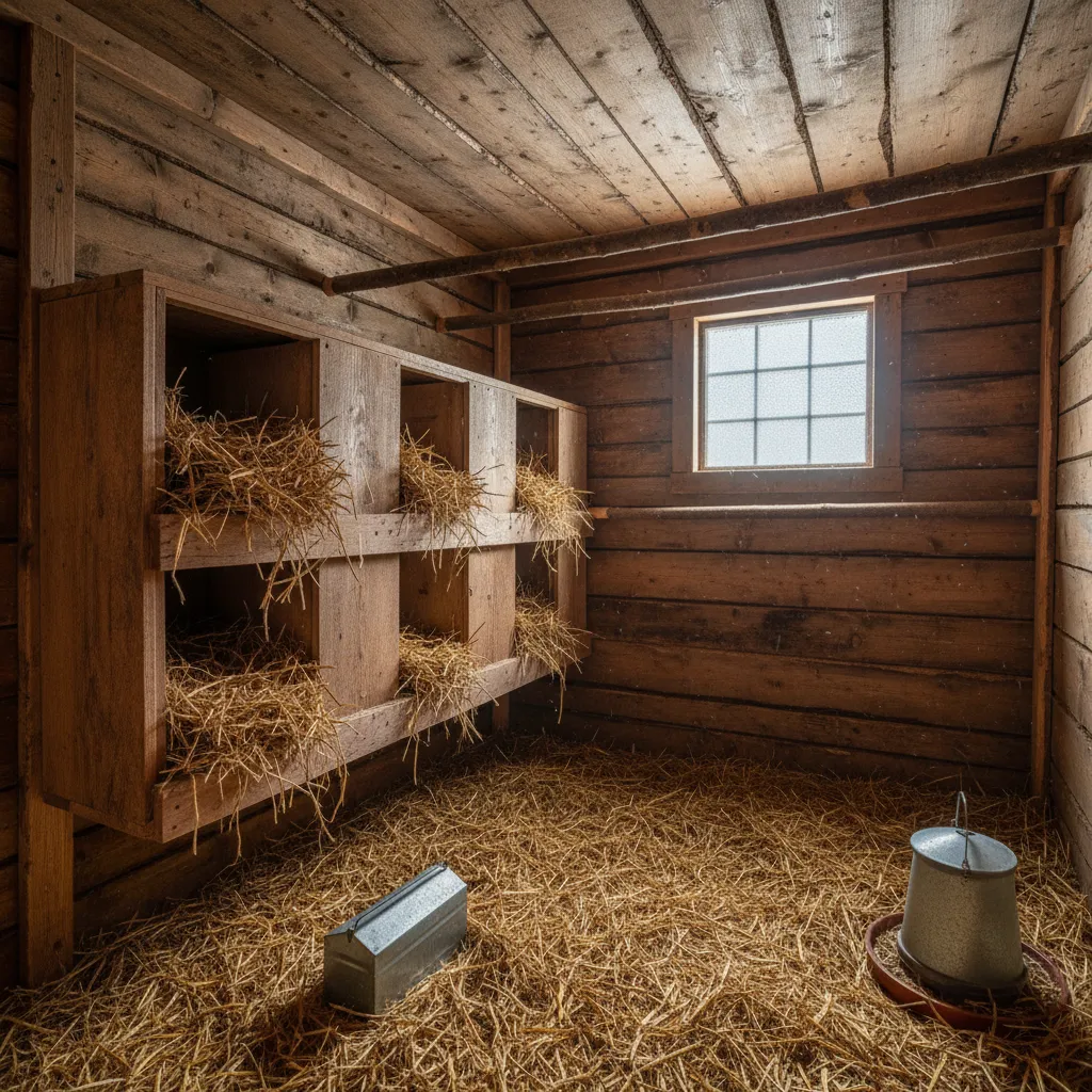 Diseño interior de gallinero para climas fríos