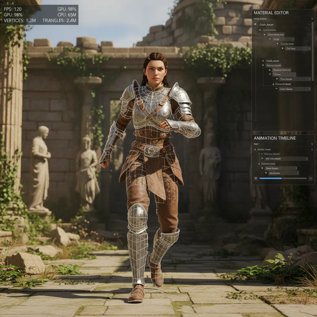 3D character clothing tested inside real time game engine environment