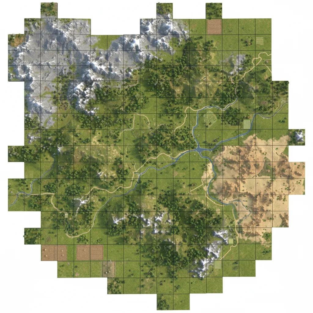 modular terrain tiles used in game development world building
