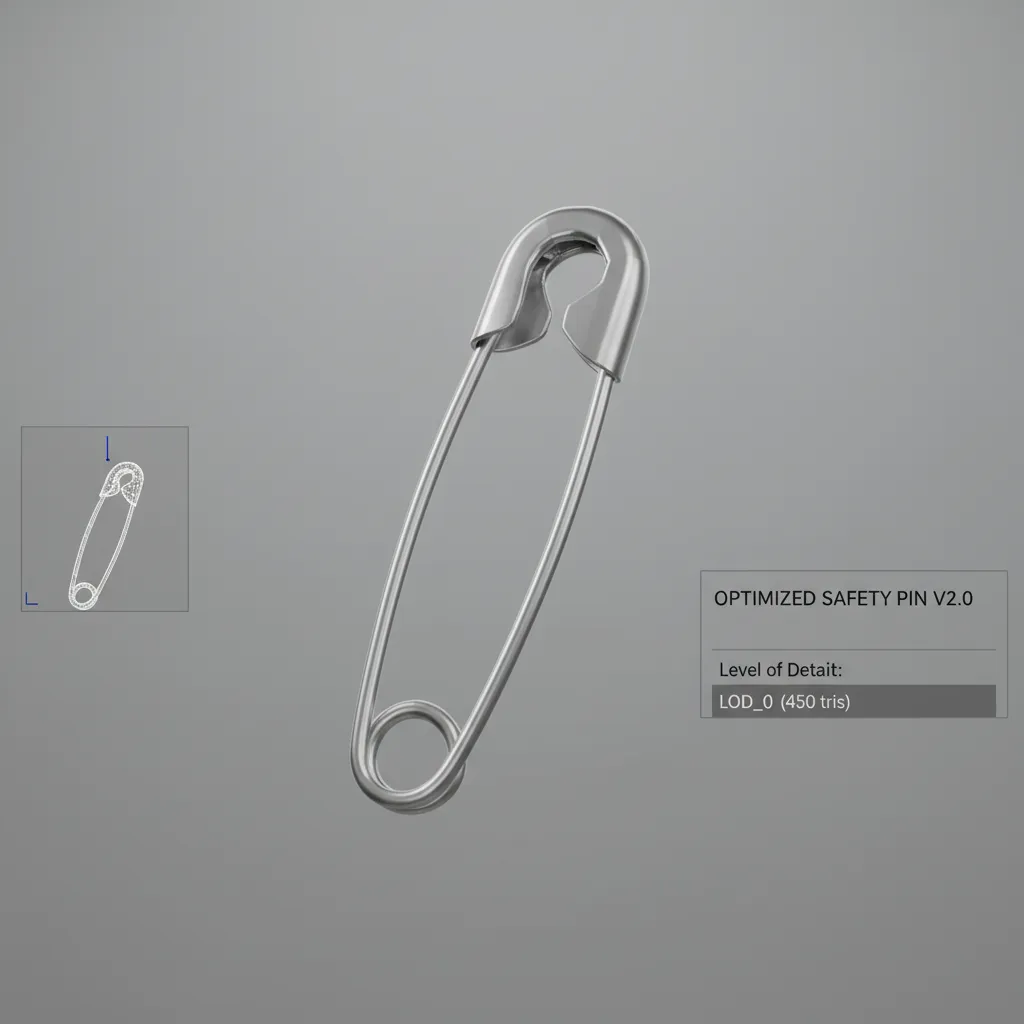 Preparing a 3D Safety Pin Model for Real-Time Engines