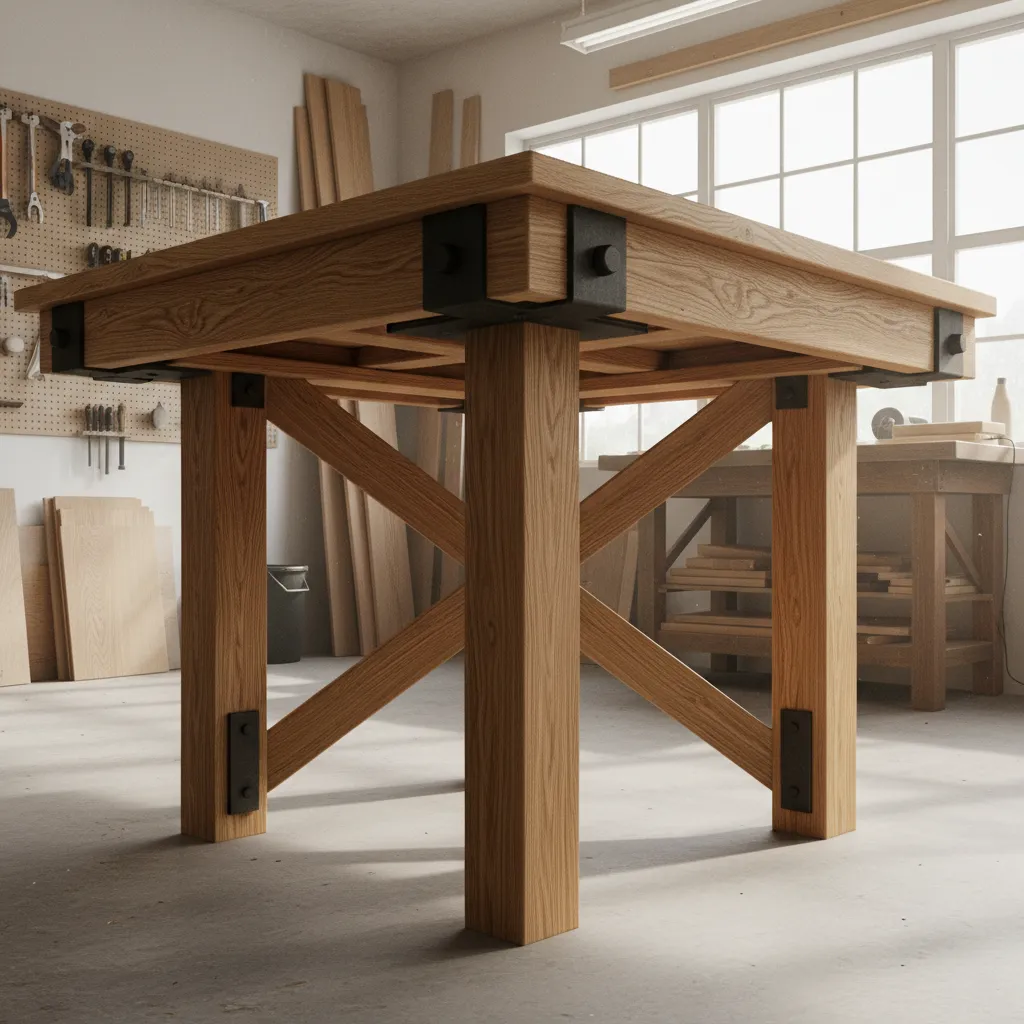 underneath view of gaming table with added cross bracing for stability