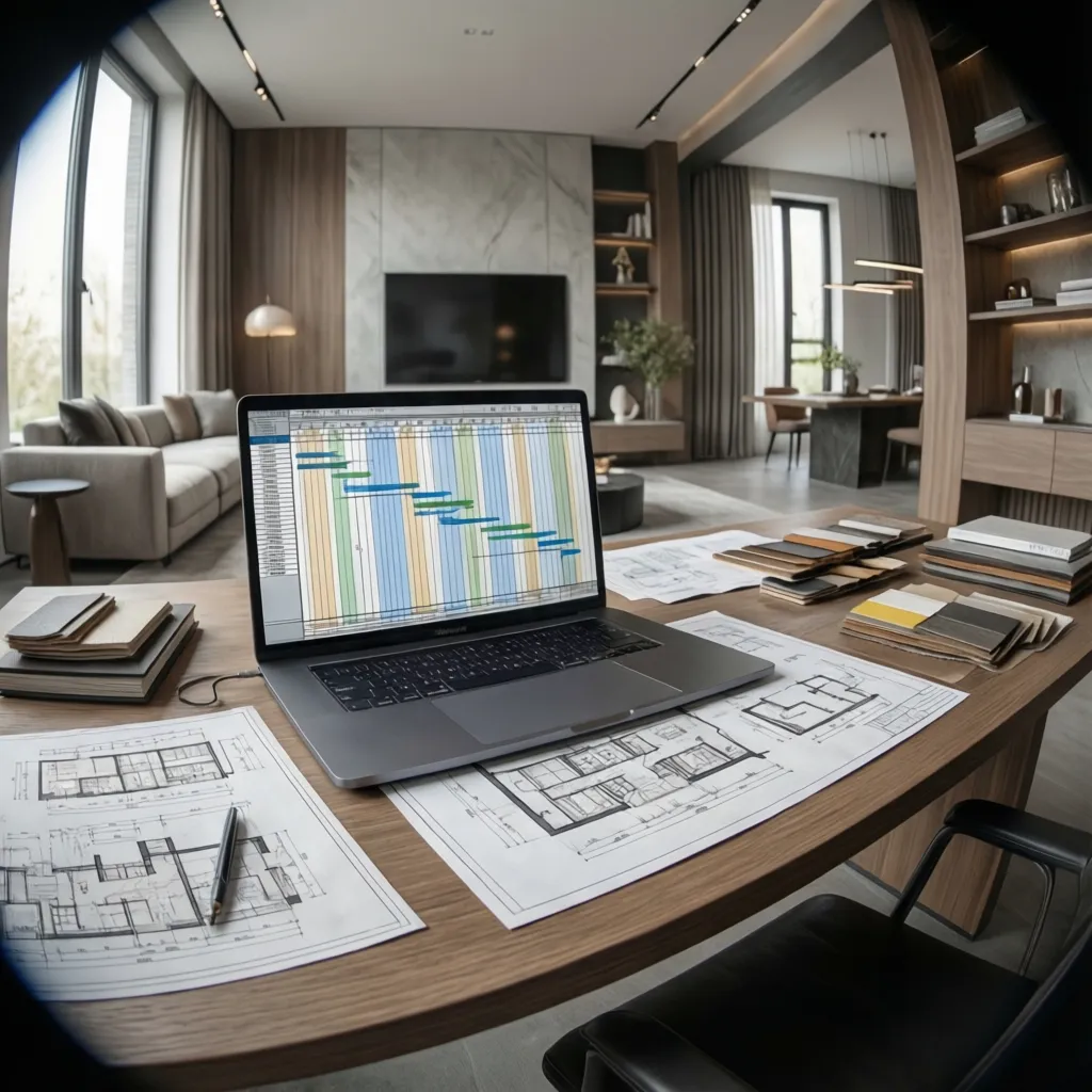 Ejemplos de diagrama de Gantt en diseño de interiores