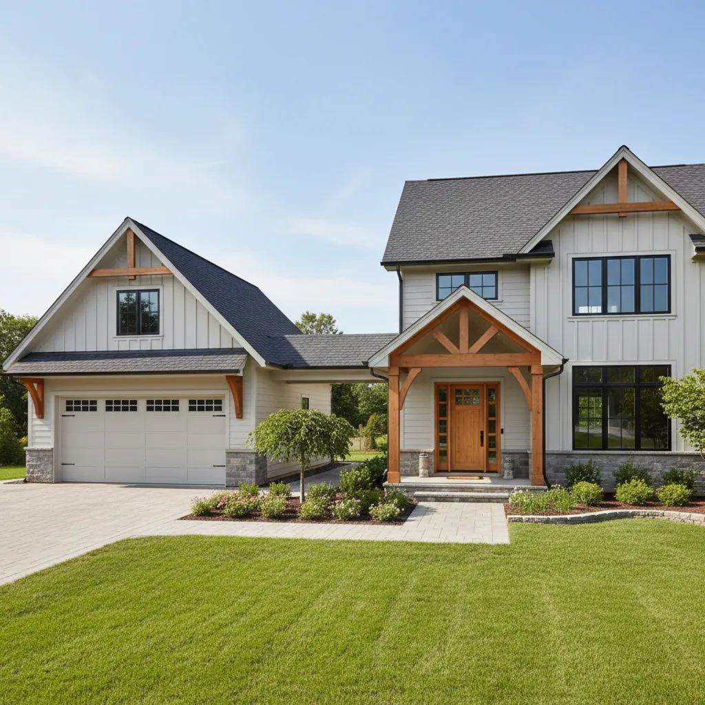 garage breezeway connecting detached garage to house exterior walkway