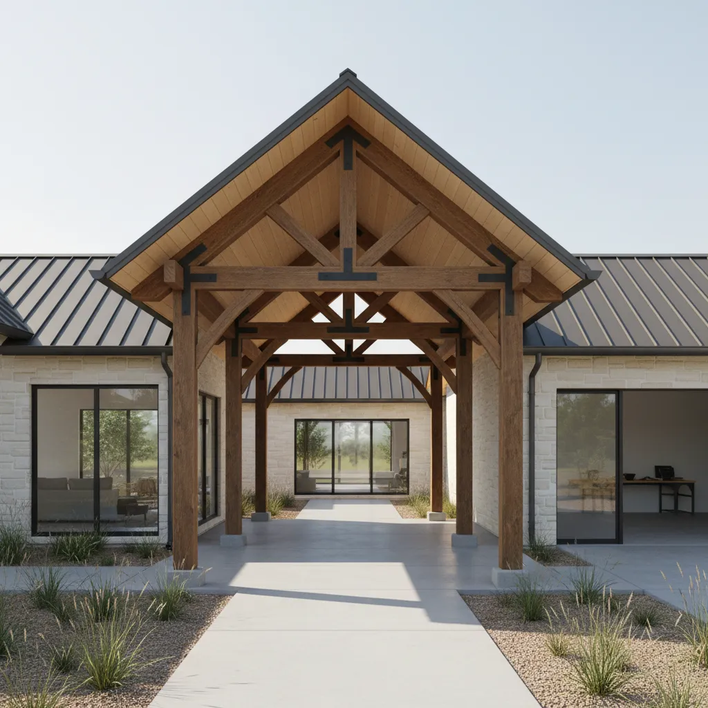 structural roof connection of breezeway between garage and house