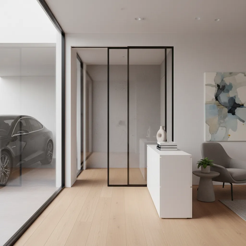 Interior design showing transition space between garage and living room