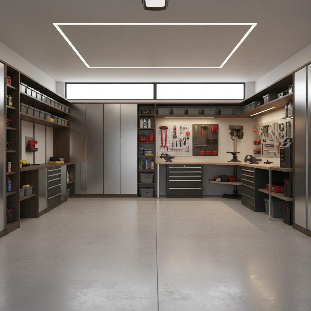 garage layout showing clear vehicle movement path