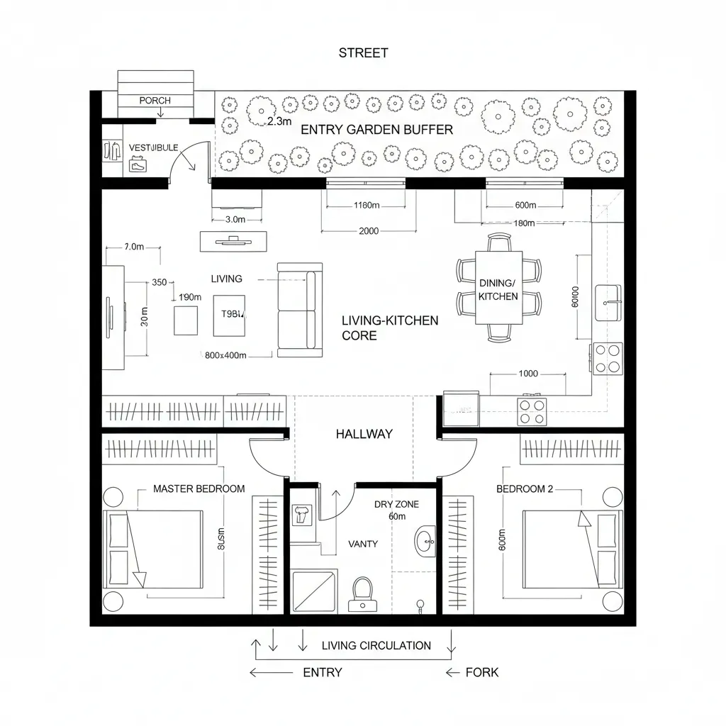 Garden-Buffer Entry with Split Bedrooms