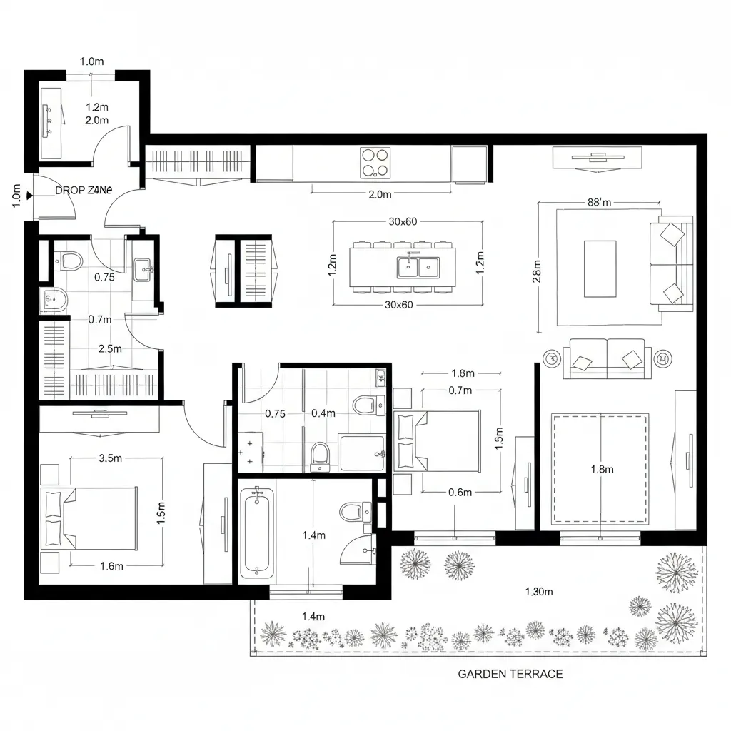 Garden-Edge 2-Bedroom Layout