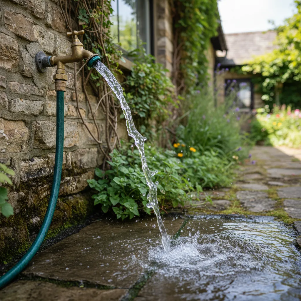 Testing garden hose water pressure from outdoor faucet
