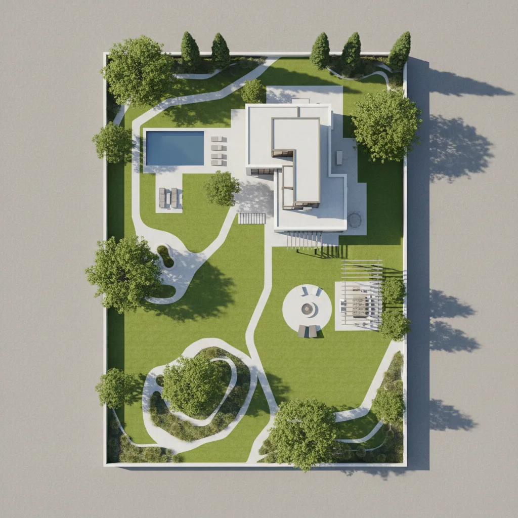 sơ đồ bố trí nhà lệch trong khu đất nhà vườn