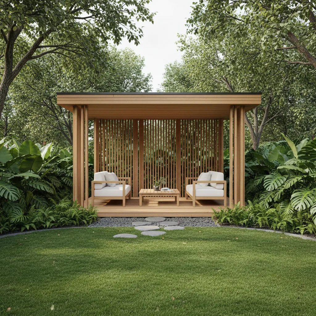Gazebo minimalis di taman belakang rumah