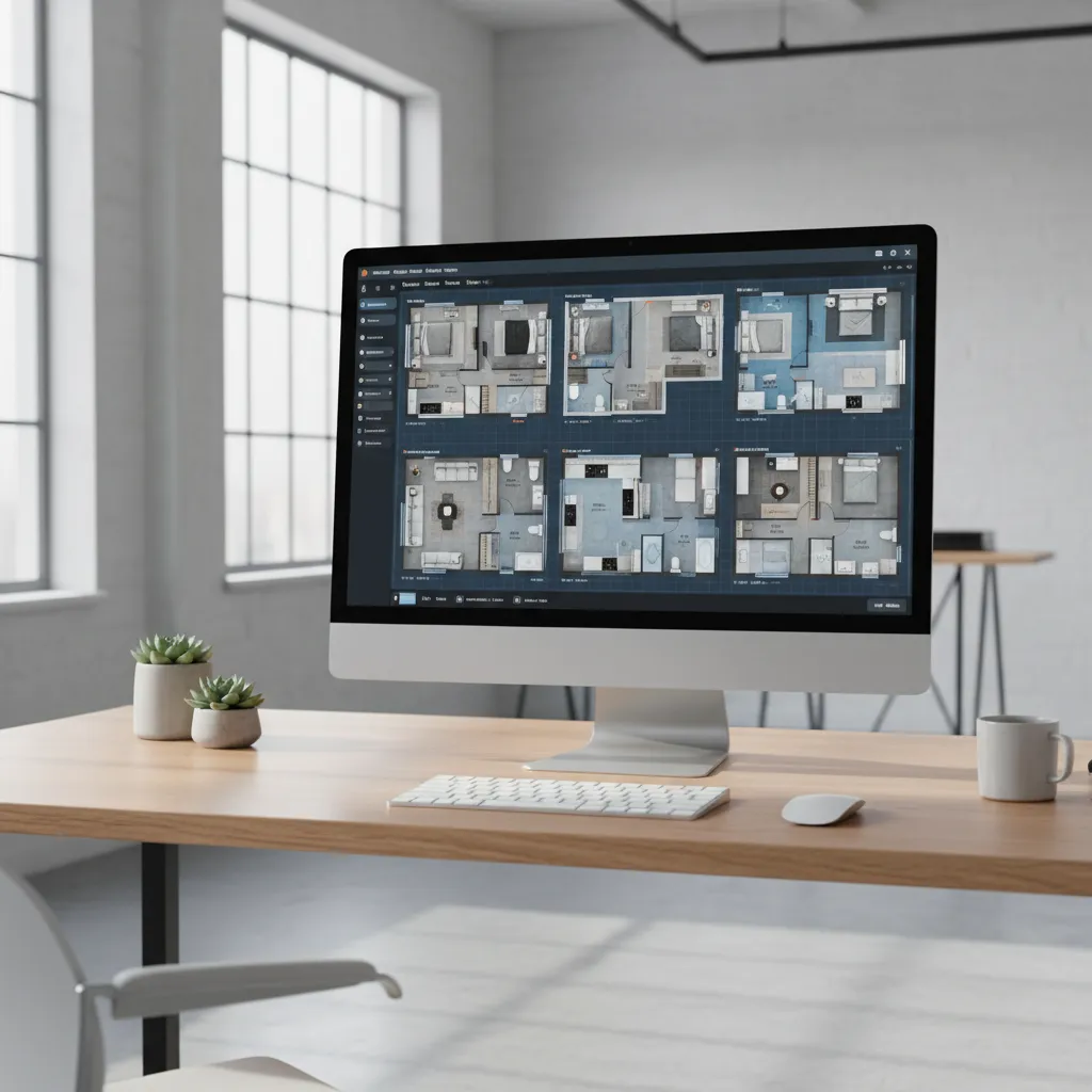 Interfaz de software mostrando generación automática de plano de vivienda