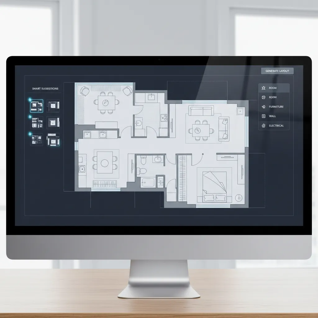 Plano digital de una vivienda generado con herramientas de planificación inteligente