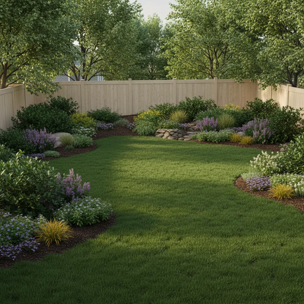 gentle backyard slope with landscaping showing erosion control planting