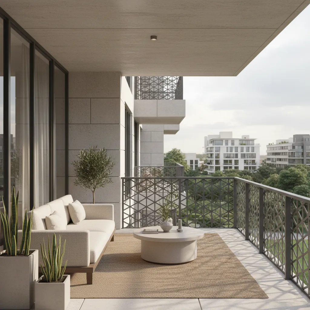 modern geometric metal balcony grill pattern design
