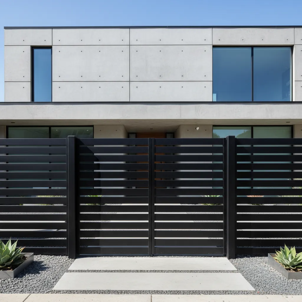 Gerbang rumah minimalis dengan garis horizontal