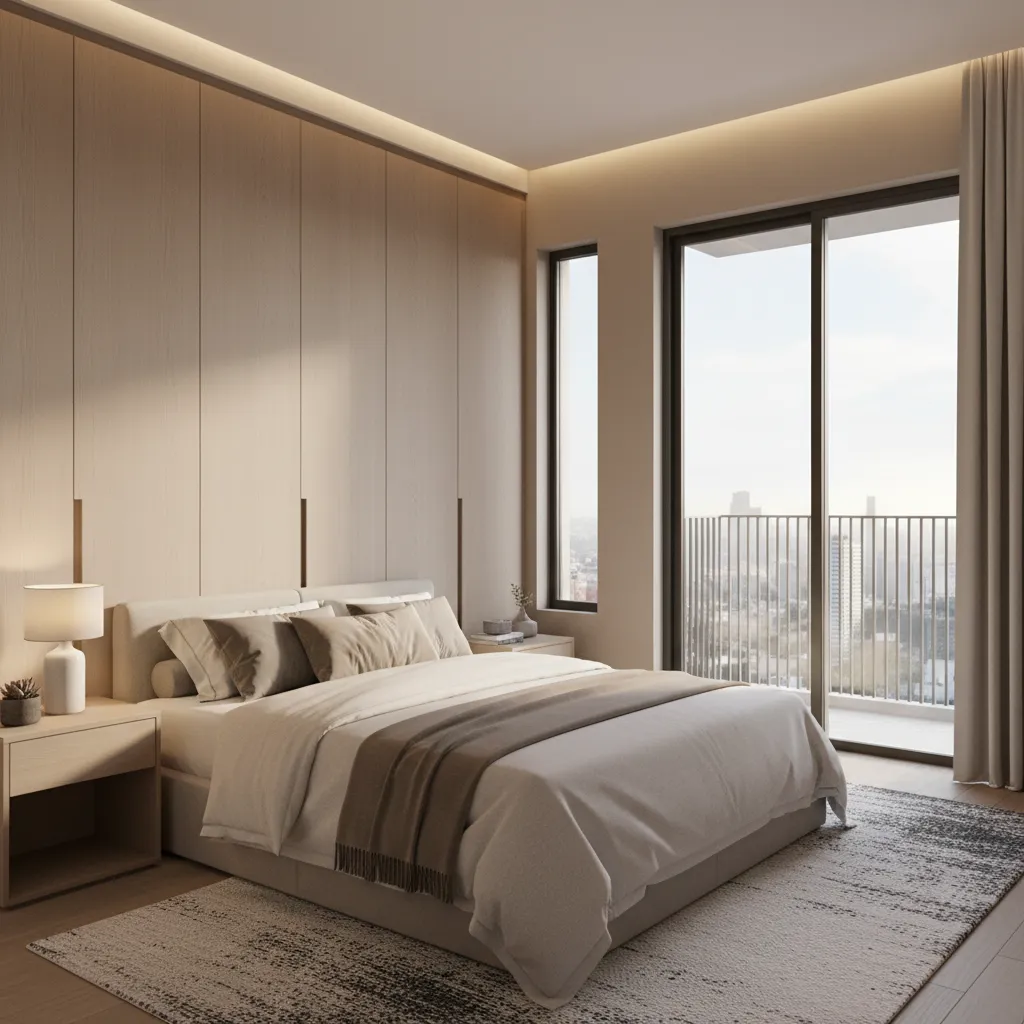 Bedroom interior example showing space usage in GH7 A apartment