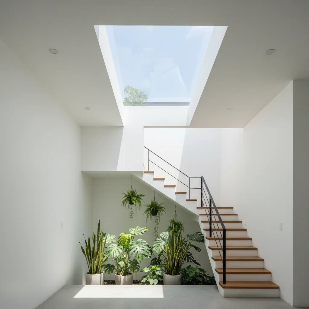 Giếng trời trong nhà ống mặt tiền 4m giúp lấy sáng