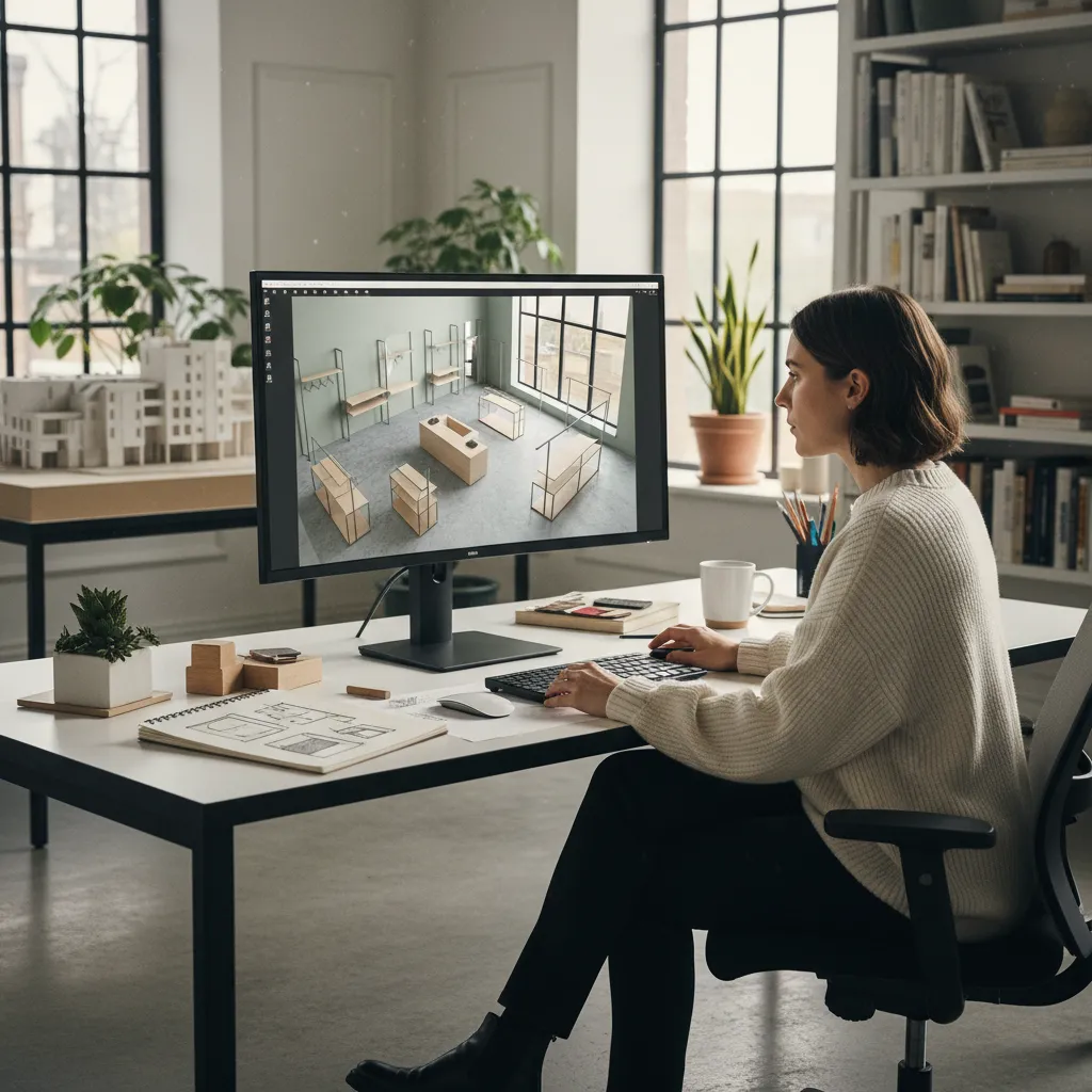 Planificación digital del diseño interior de una tienda
