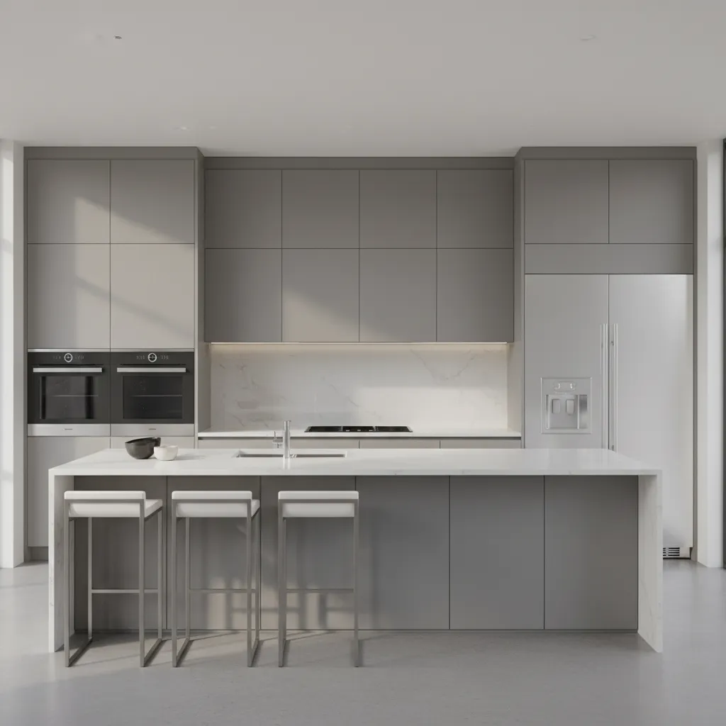 modern kitchen with glass backsplash protecting wall from cooking oil