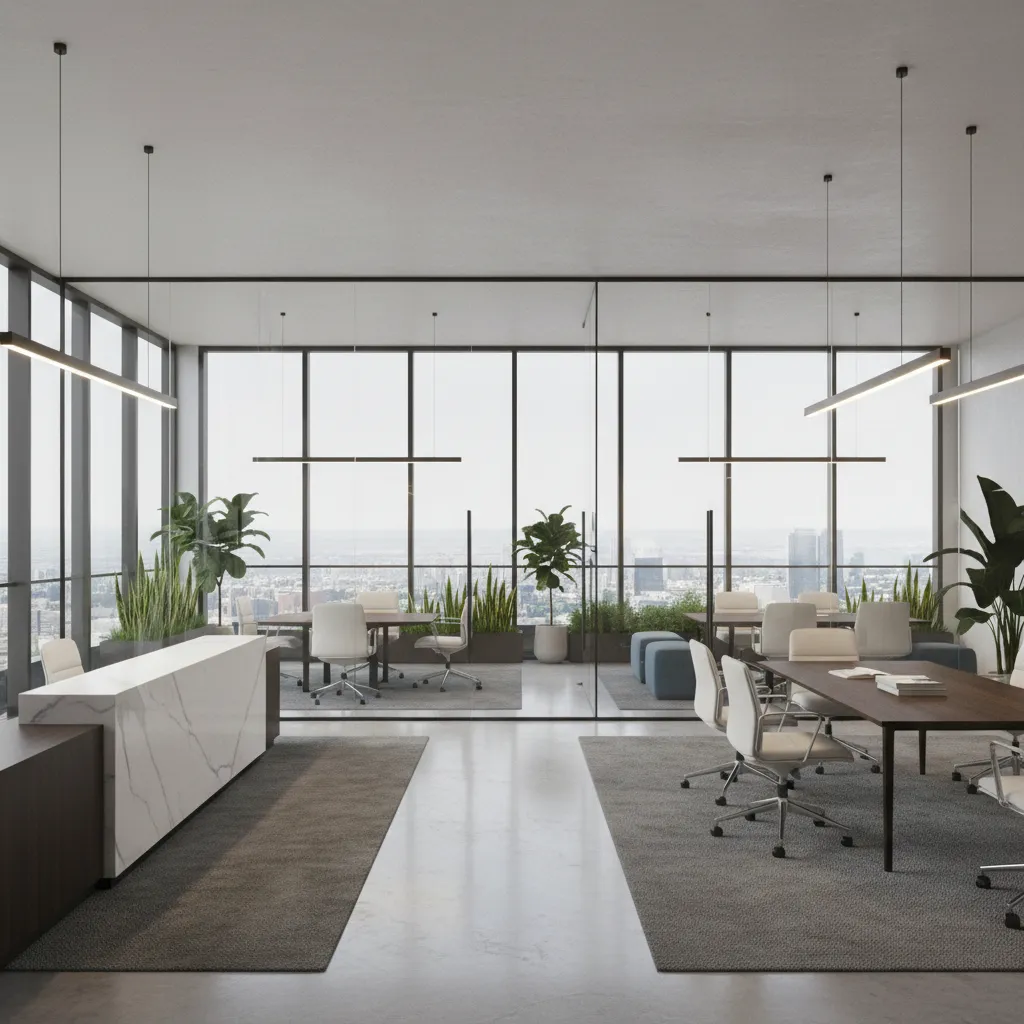 High quality 3D interior render of a modern commercial space