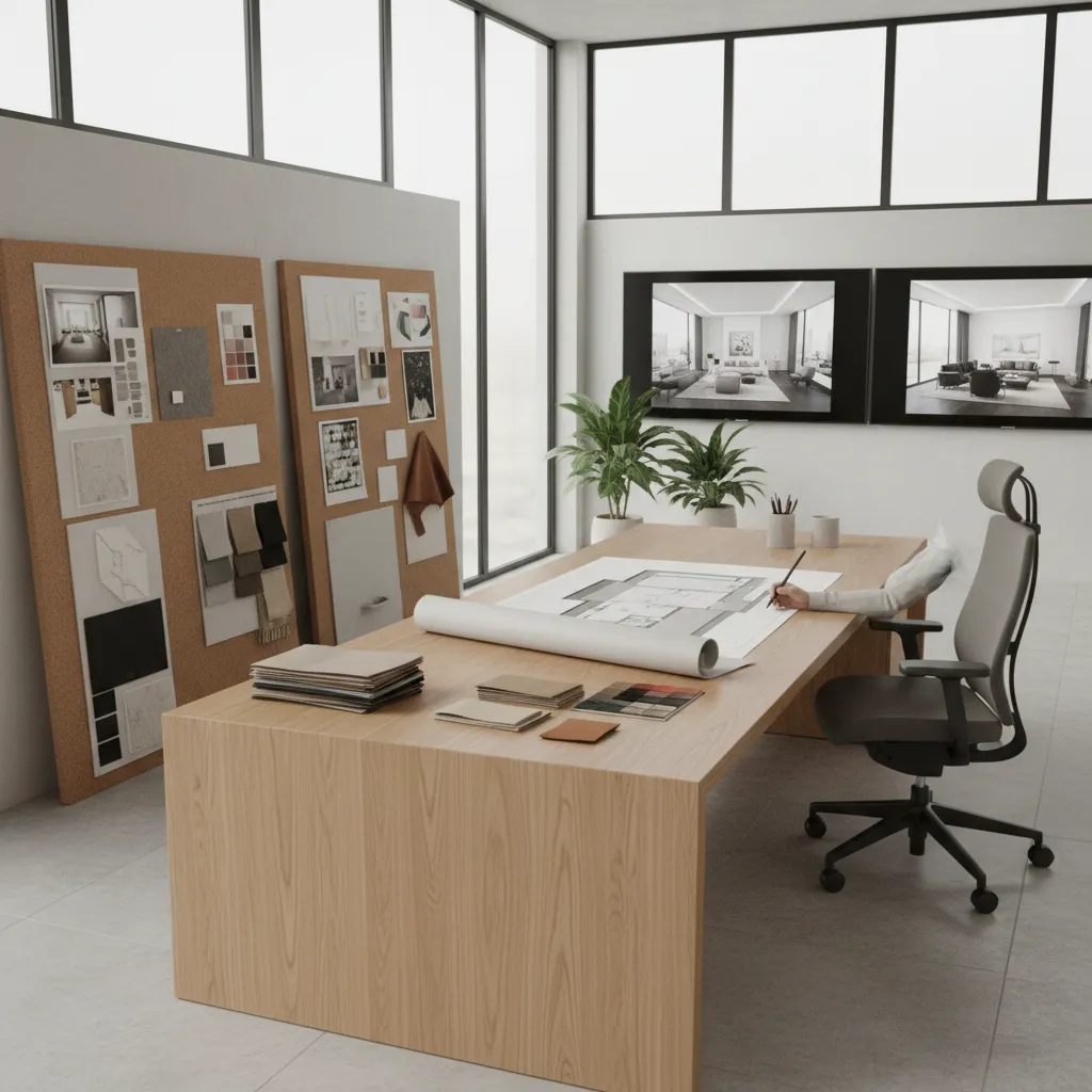 Interior designer working on luxury residential project concept in modern studio