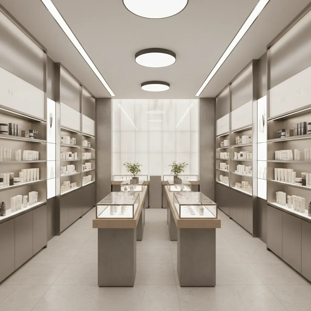 Modern K‑beauty retail store interior representing global expansion of Korean beauty brands