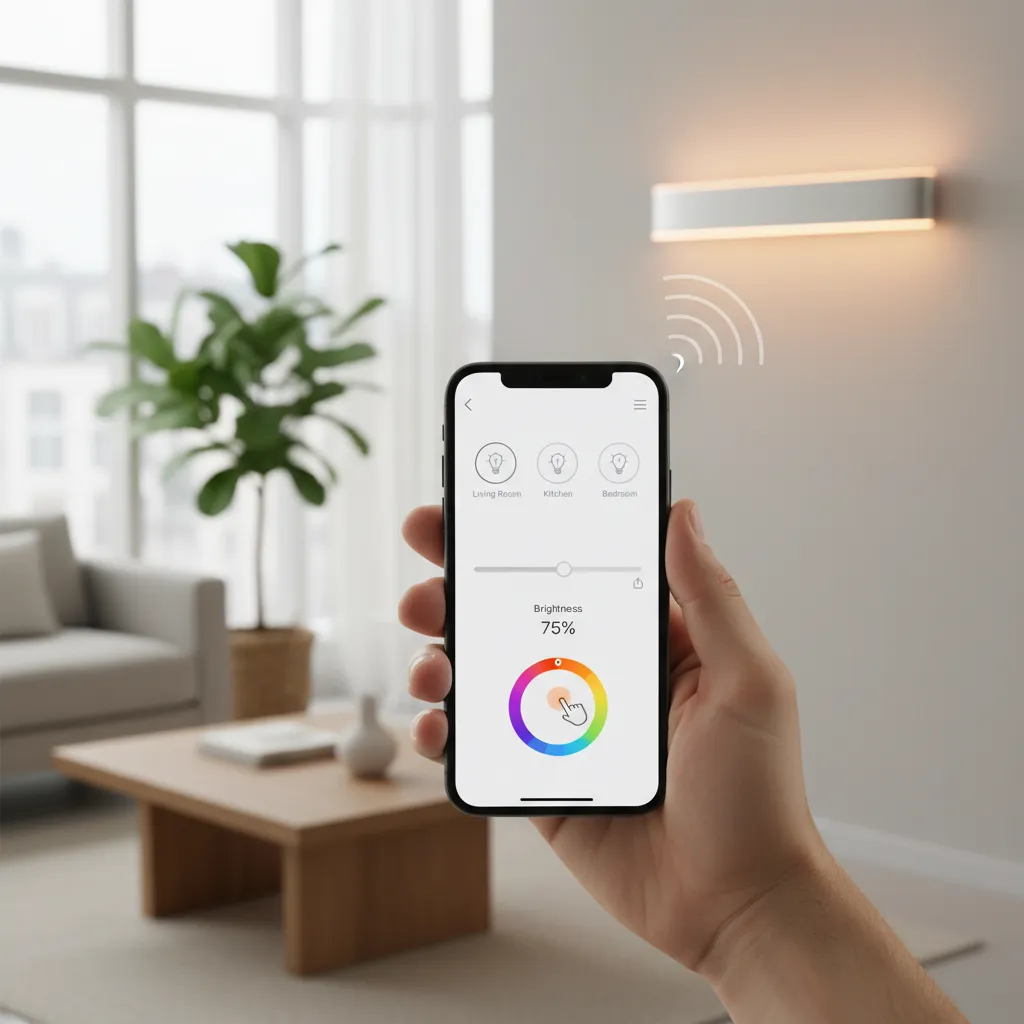 Smartphone screen adding a smart LED light device through an app