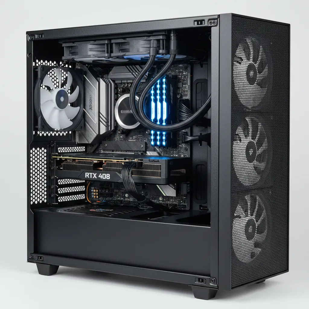 High end GPU installed inside workstation PC for rendering workloads