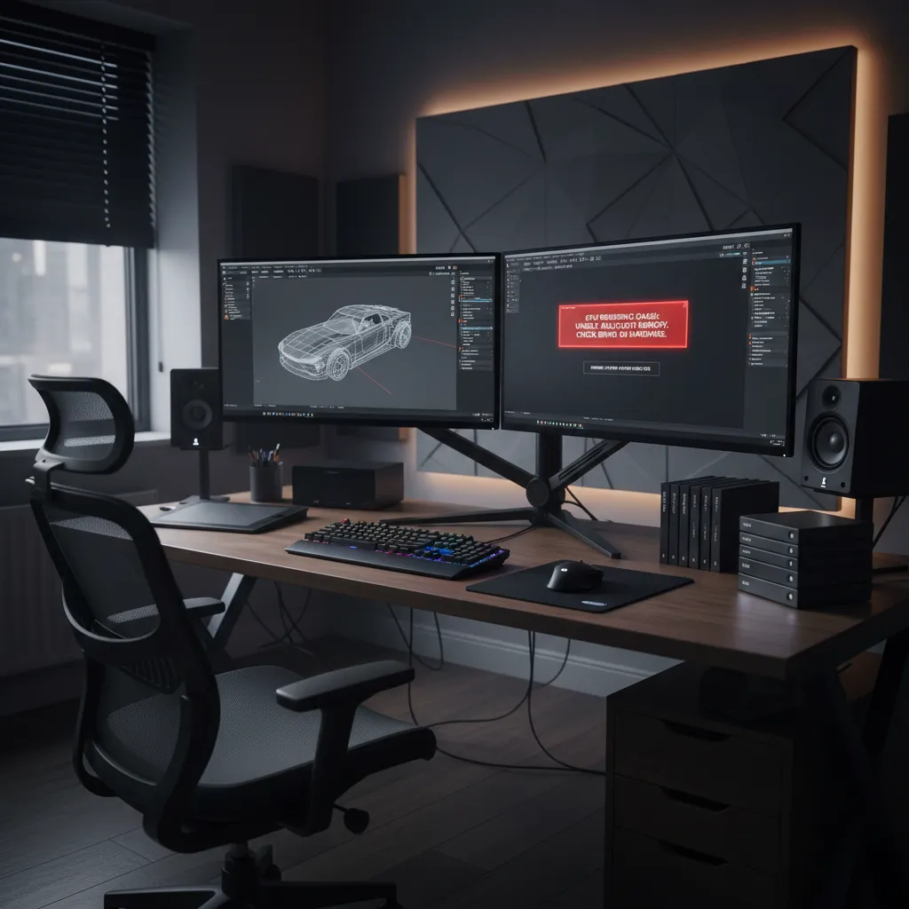 3D rendering software crash with GPU error notification on workstation screen