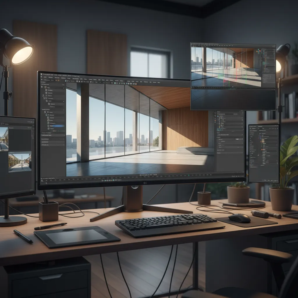 GPU accelerated viewport rendering of complex 3D scene on Linux workstation