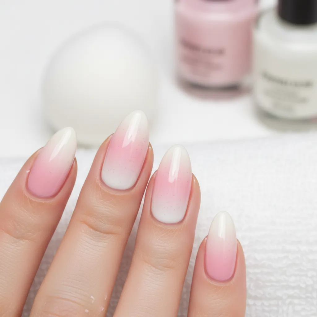 Diseño de uñas degradado hecho con esponja