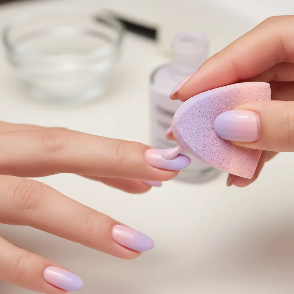 Técnica de degradado en uñas con esponja