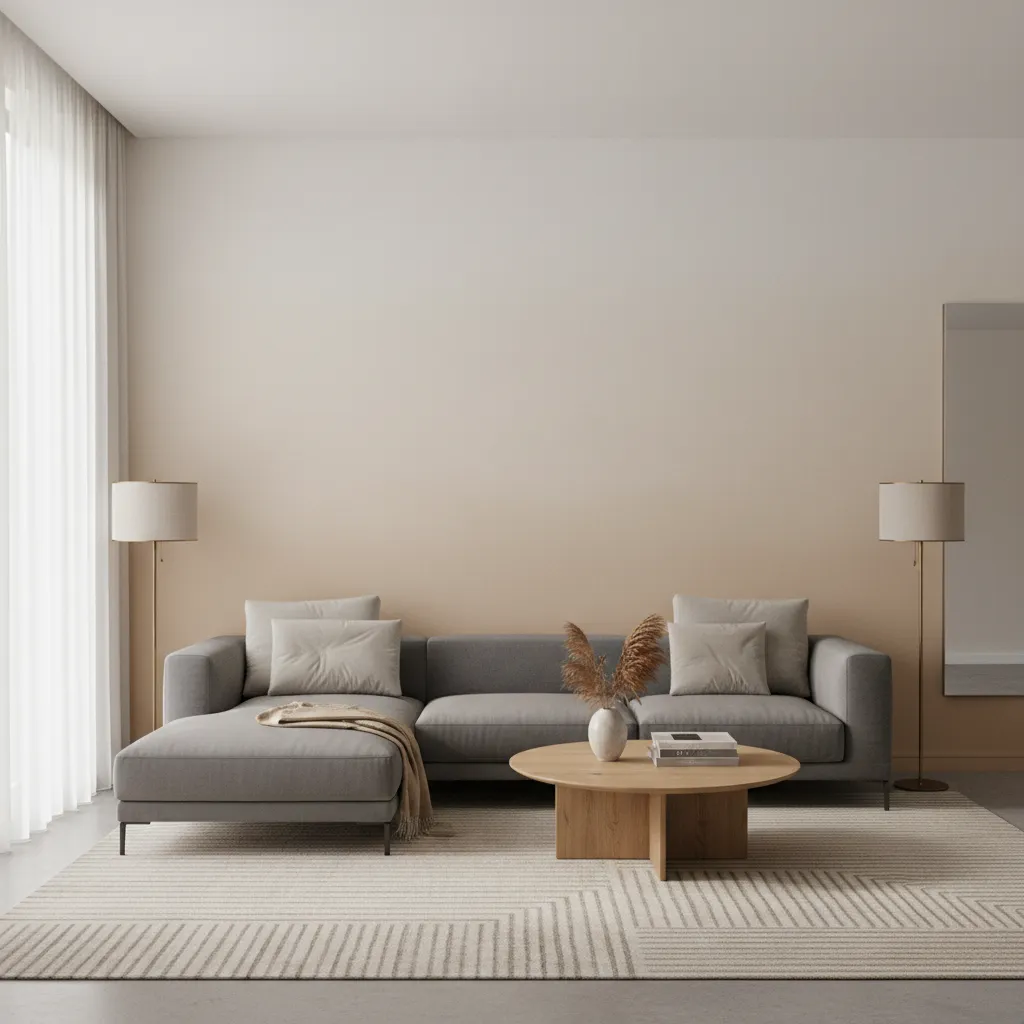 Living room wall with subtle gradient paint transition