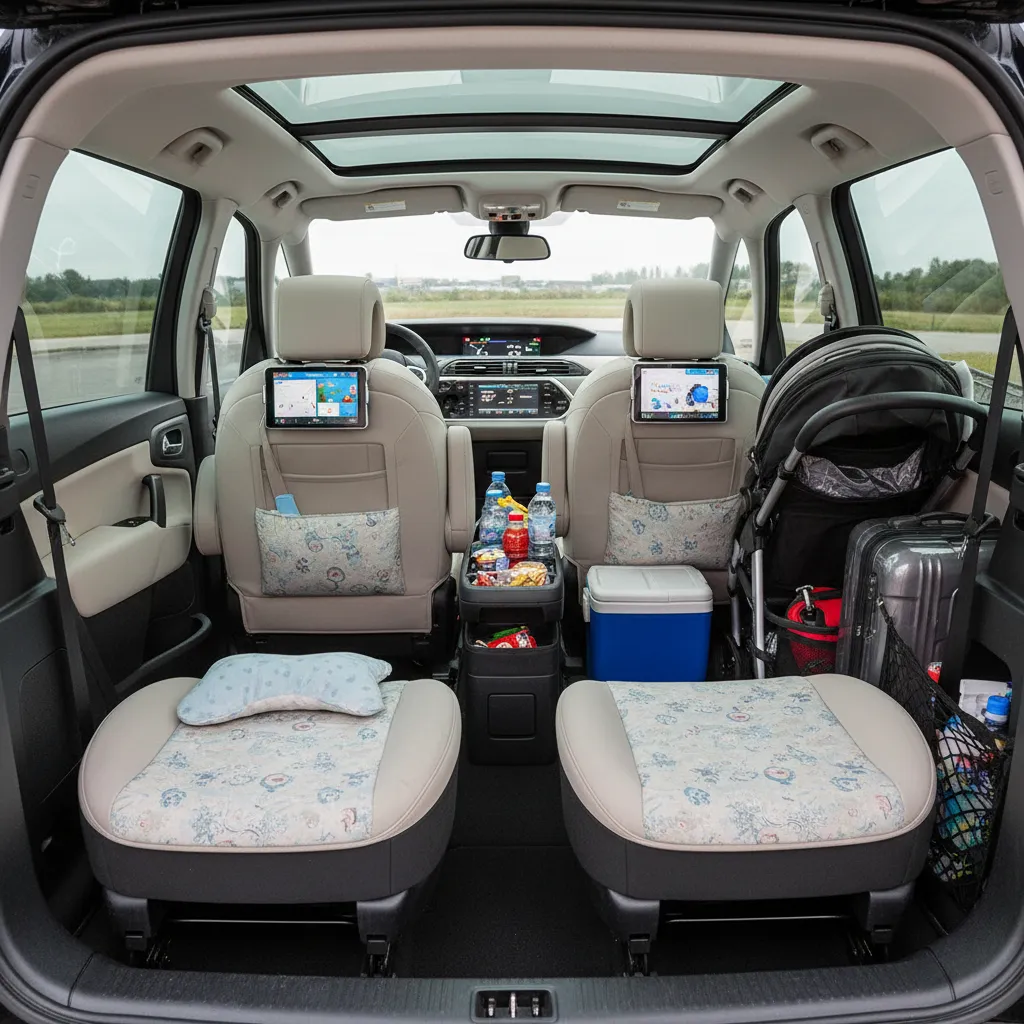 Interior del Gran C4 Picasso preparado para viaje familiar