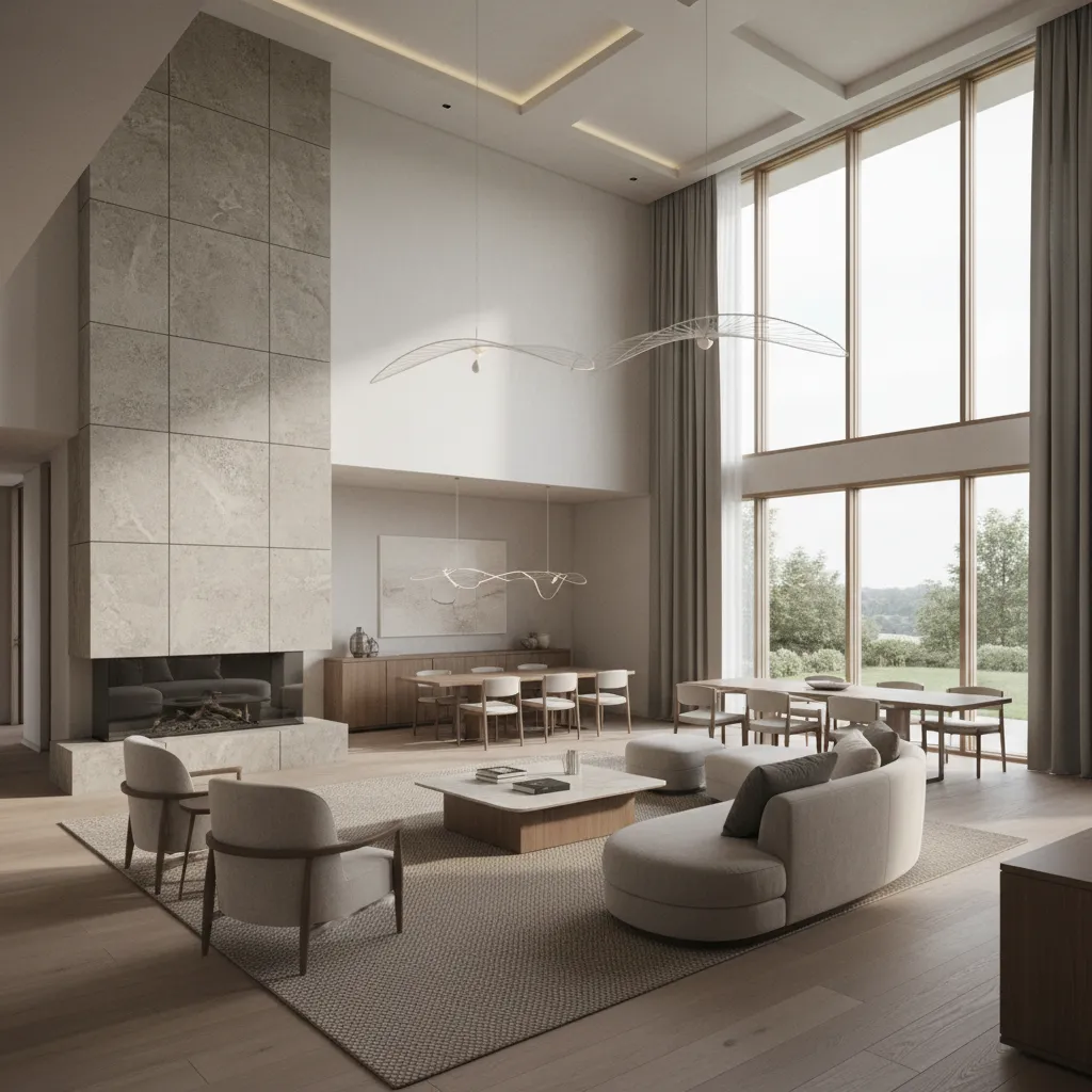 large luxury living area showing spatial flow typical in grand design floor plans