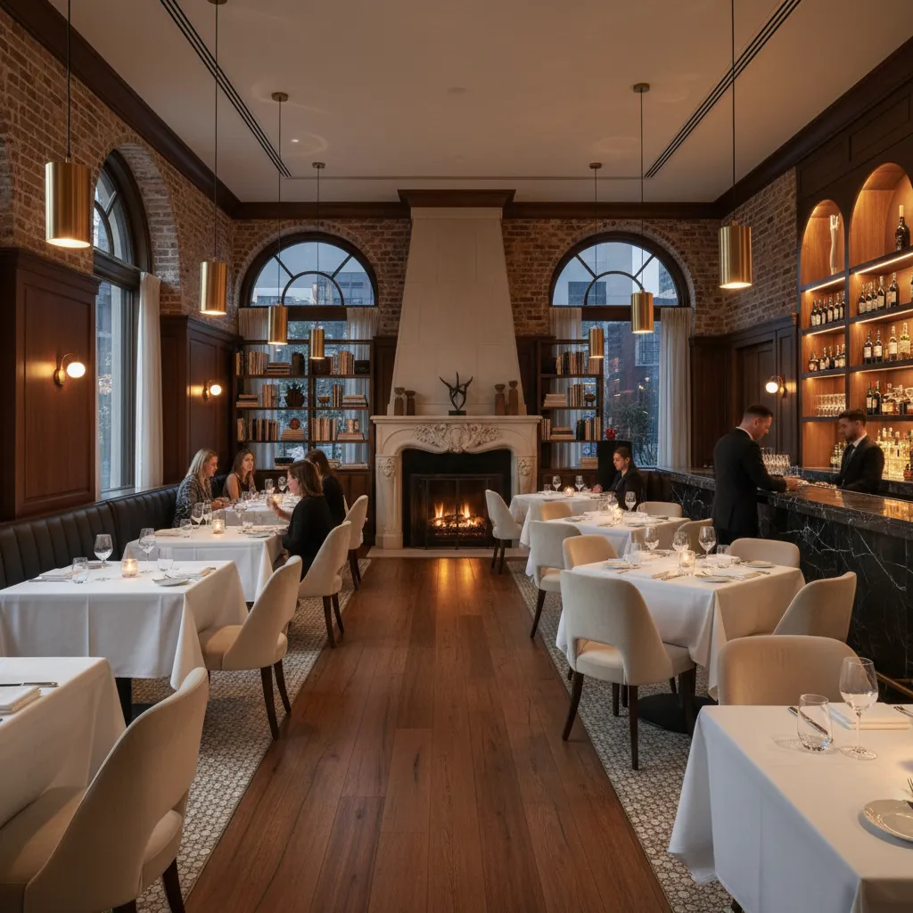 Elegant fine dining restaurant interior in Grand Rapids