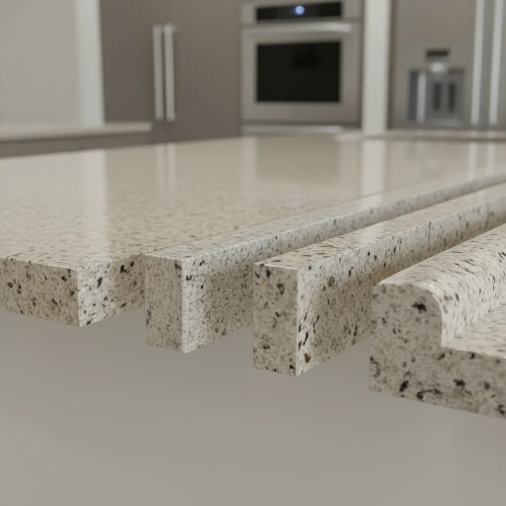 different granite countertop edge profile examples in kitchen design