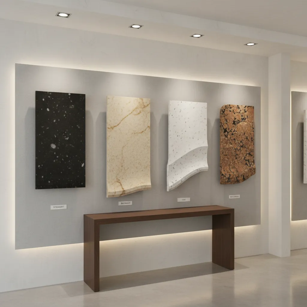 granite countertop edge profile examples including beveled and ogee edges
