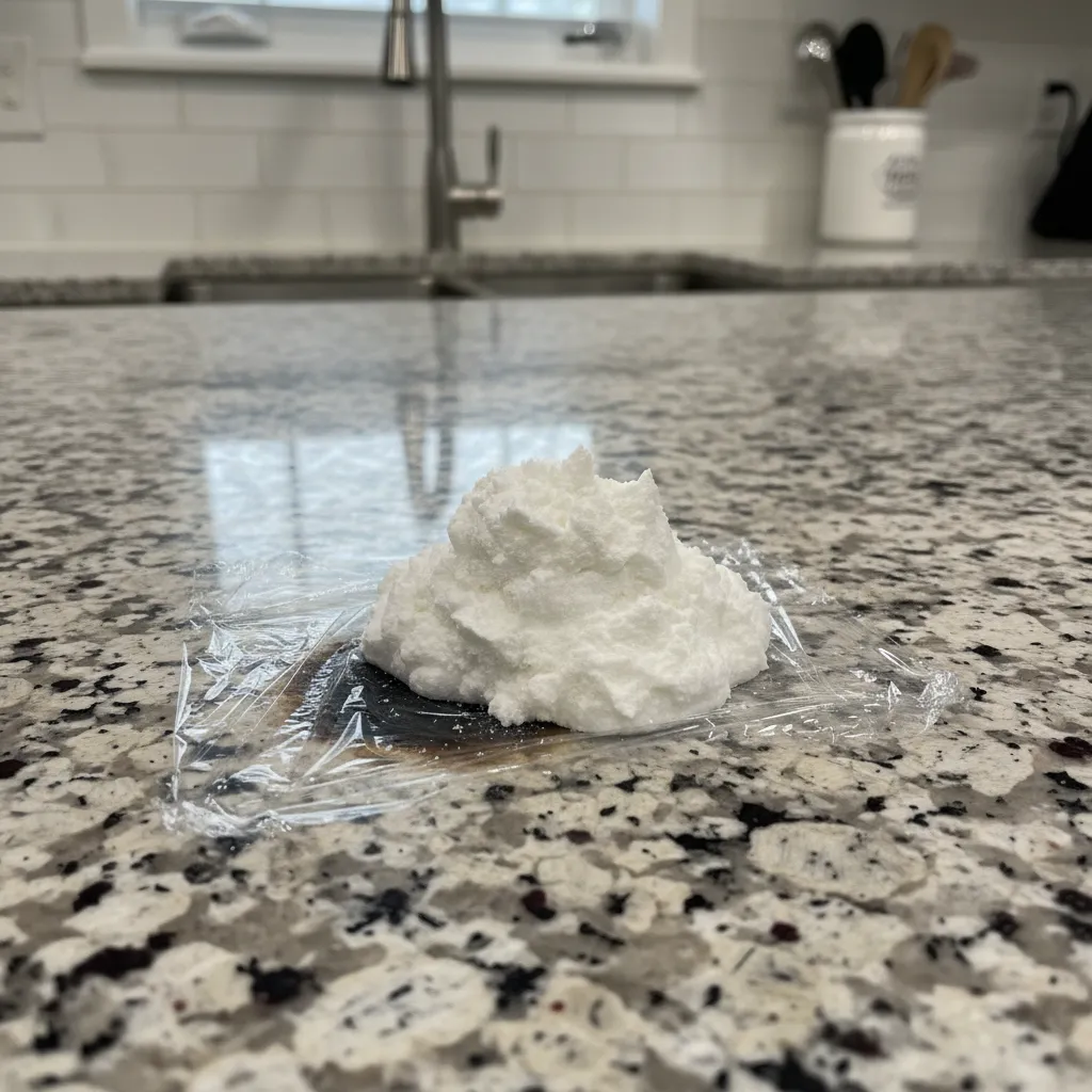 baking soda poultice applied on granite countertop stain