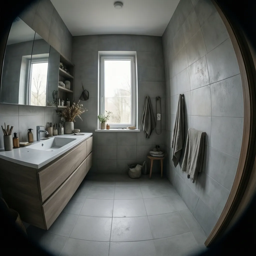 light gray bathroom interior showing neutral base color palette