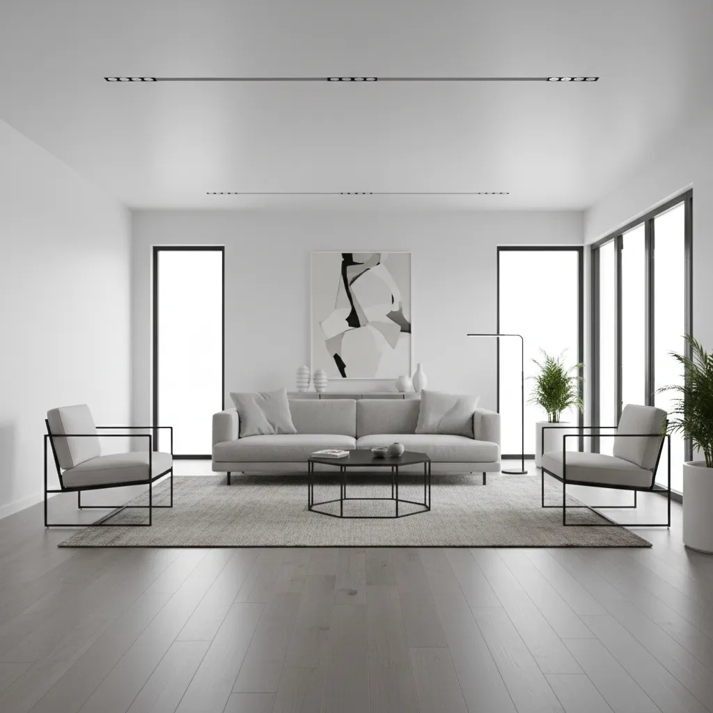 modern living room with cool gray hardwood flooring trend