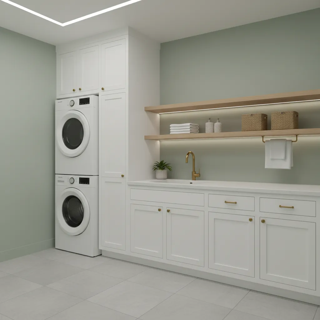 How to Optimize Green Paint With Lighting and Decor in a Laundry Room: Use lighting, finishes, and smart decor choices to make green laundry room walls feel brighter, cleaner, and intentionally designed.