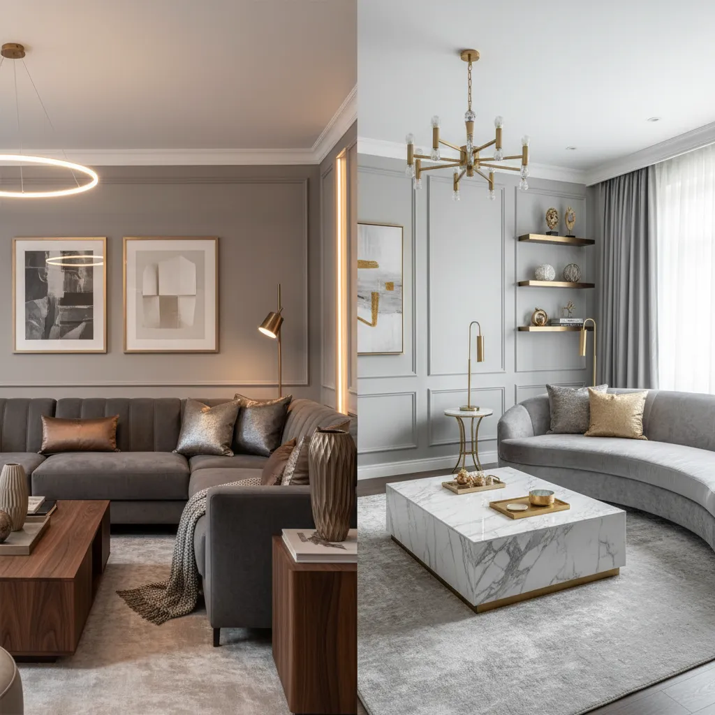 Grey and Bronze vs Grey and Gold Living Rooms: Which Style Works Better?