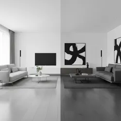 Grey Floor Shades Compared Light vs Dark Grey in White Wall Living Rooms