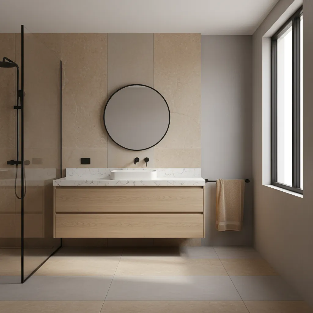 Best Materials and Finishes for a Grey and Tan Bathroom